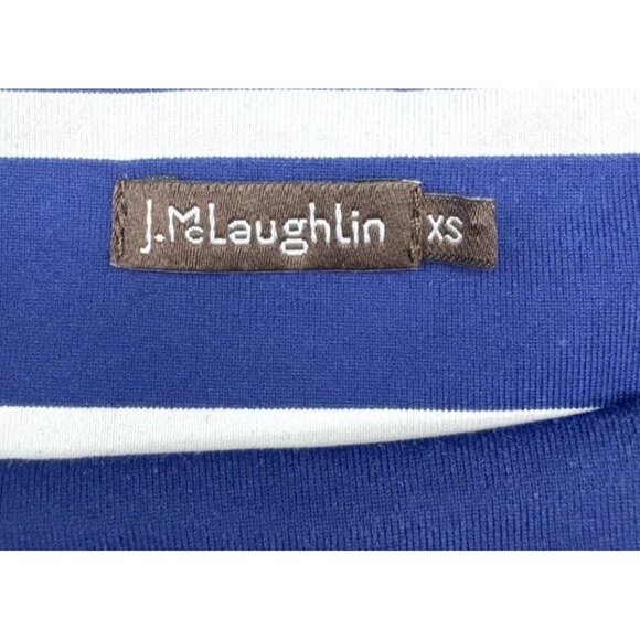 J. MCLAUGHLIN NICOLA Blue & White Stripe Catalina Tiered Sheath Dress Stretch XS - Picture 5 of 8